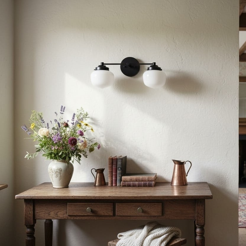Opalume glazen Art Deco badkamerlamp - wandlamp met witte glazen kappen HL1668