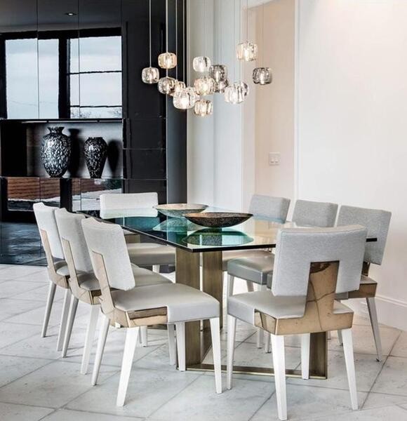 Cubie kroonluchter rookglas bol hanglamp voor kookeiland