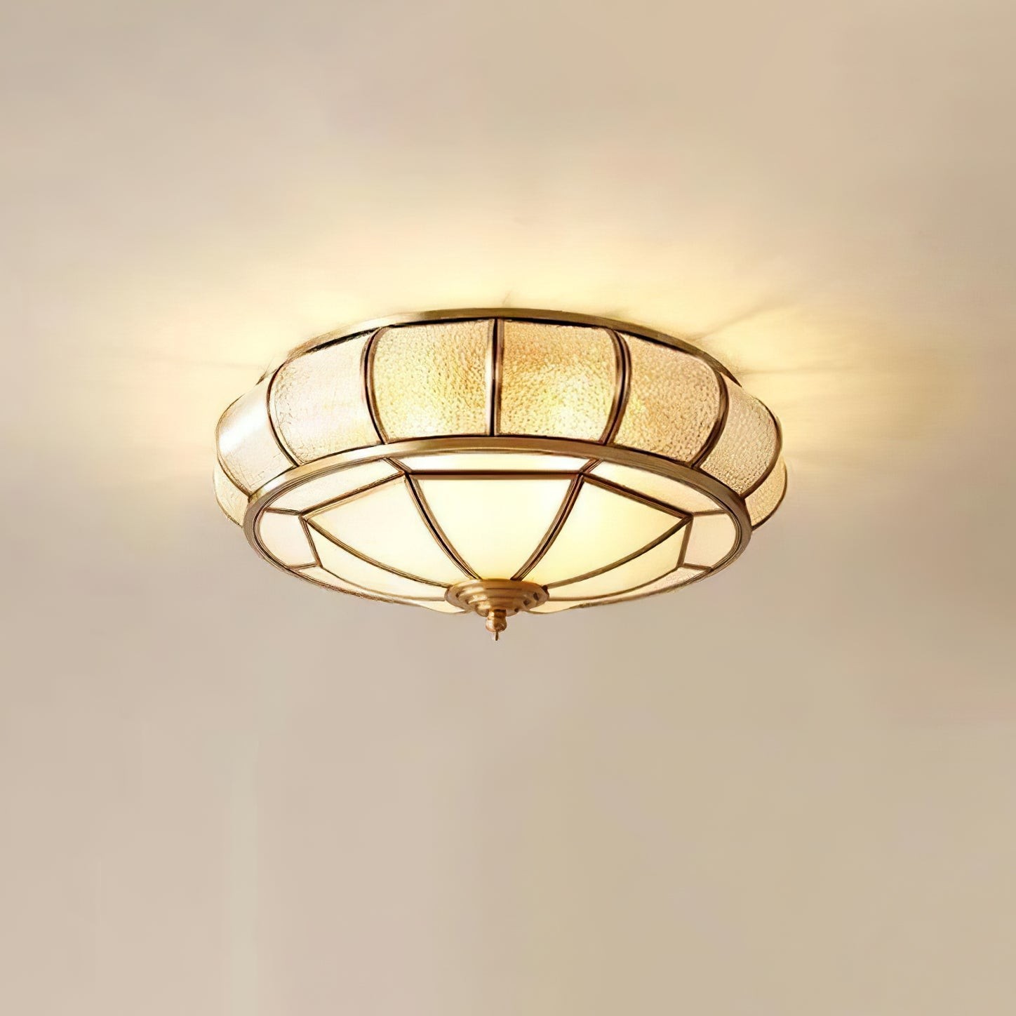Ronde plafondlamp van getextureerd glas HL756
