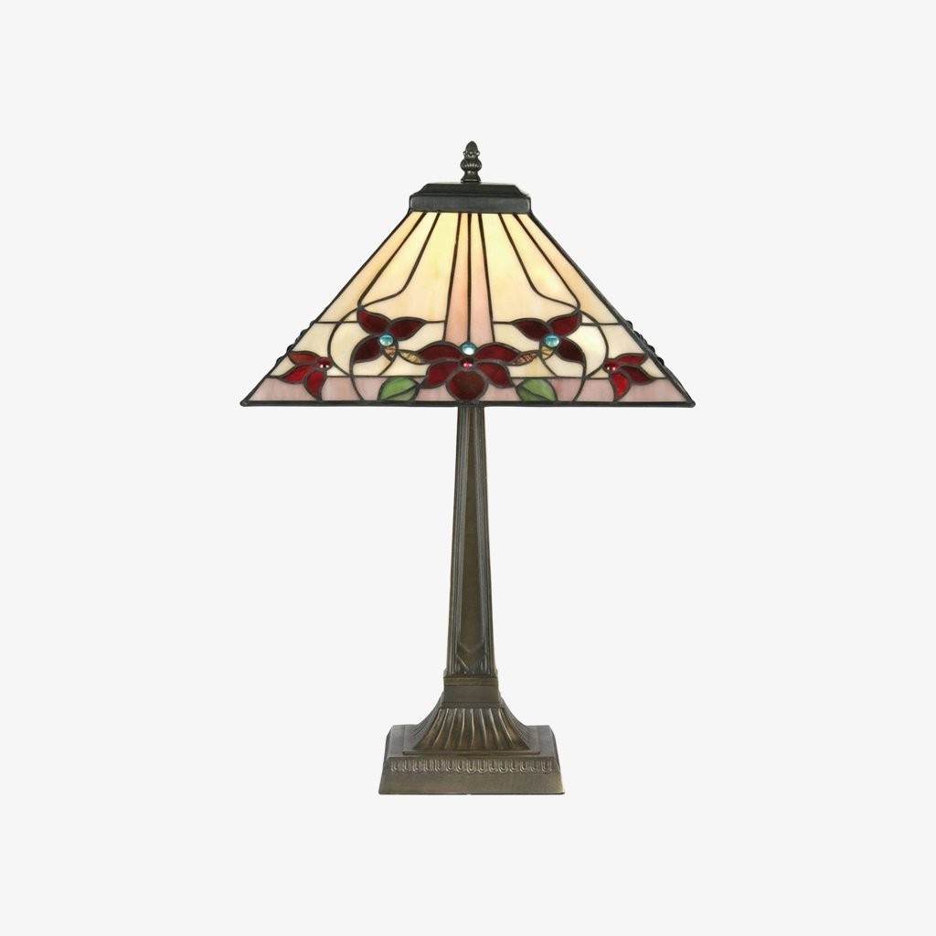 TF Camillo Libelle Tafellamp van gebrandschilderd glas - Art Nouveau Tiffany-stijl met geschulpte rand voor woonkamer en
