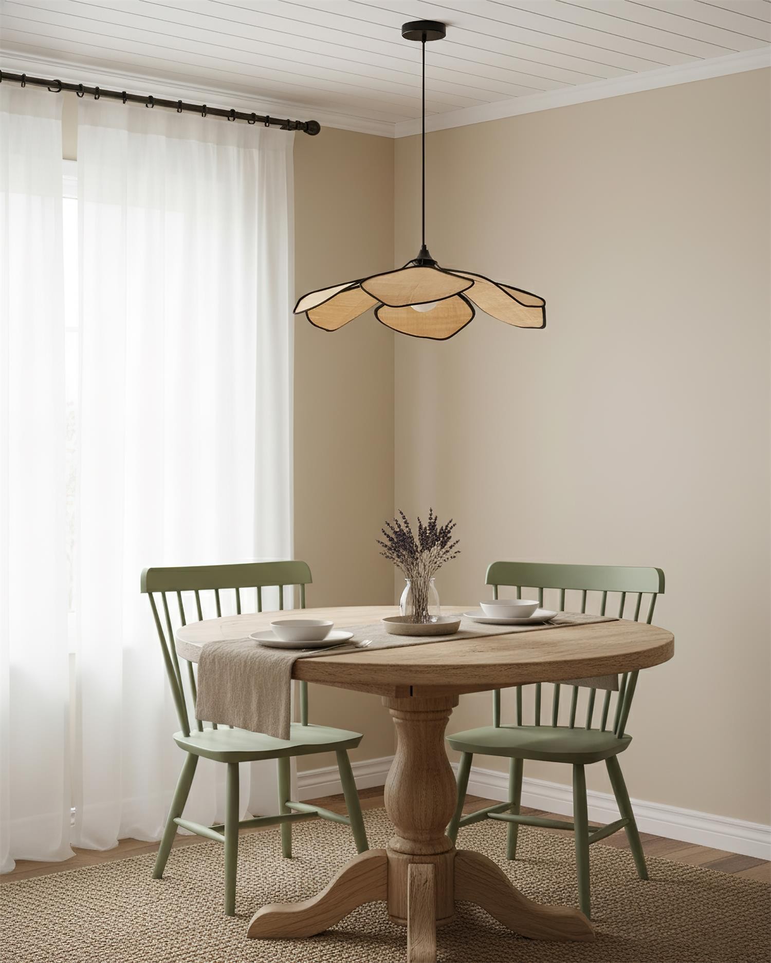 Hanglamp met raffia bloemblaadjes HL2804