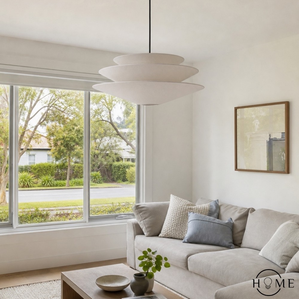 Solivara hanglamp – hanglamp met gelaagde kap en linnen HL1511