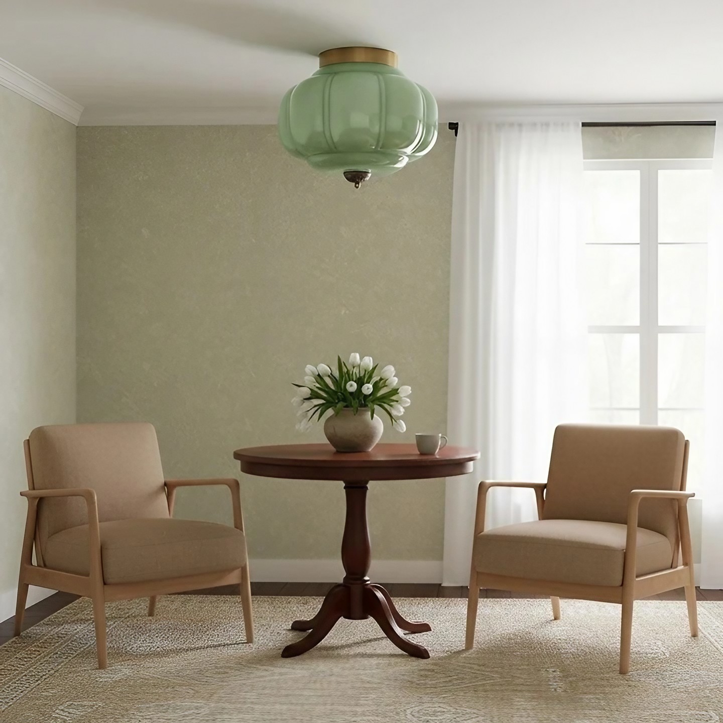 Eloise Retro Melkglas Semi-inbouw Plafondlamp HL948