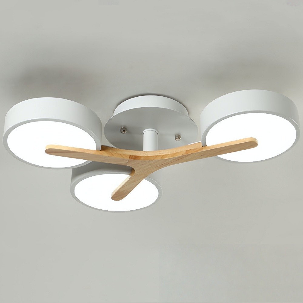 Nordic Disc Wood Plafondlamp - LED Semi-Flush Mount voor Slaapkamer HL1353