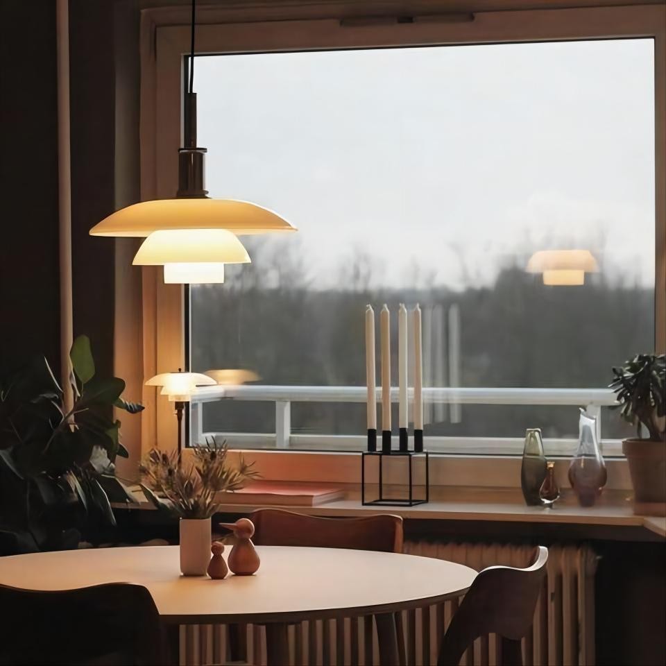 Klassieke Opaalglas Eettafel Hanglamp