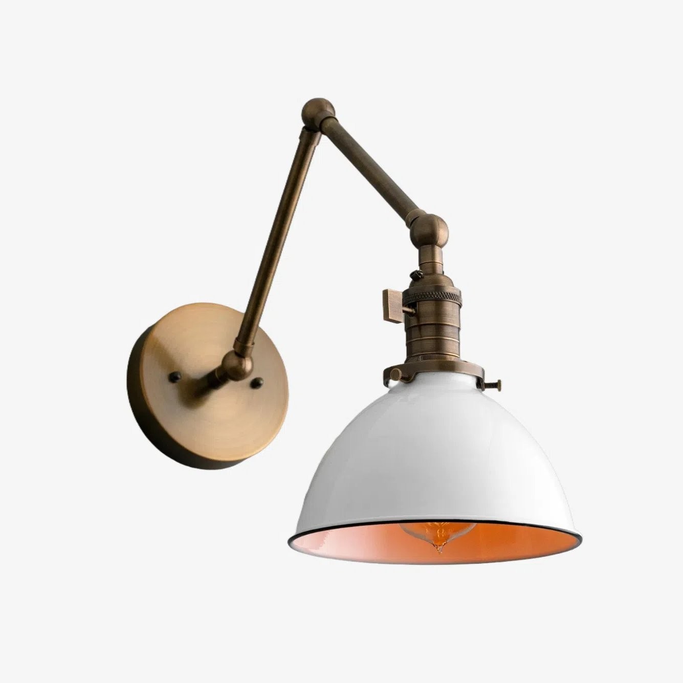 Conique metalen vintage industriële wandlamp met zwenkarm - verstelbare koepelvormige kap voor studie HL1675
