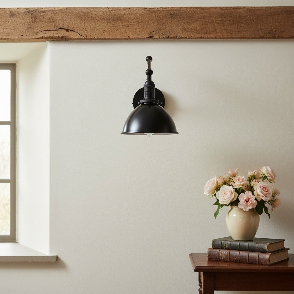 Conique metalen vintage industriële wandlamp met zwenkarm - verstelbare koepelvormige kap voor studie HL1675