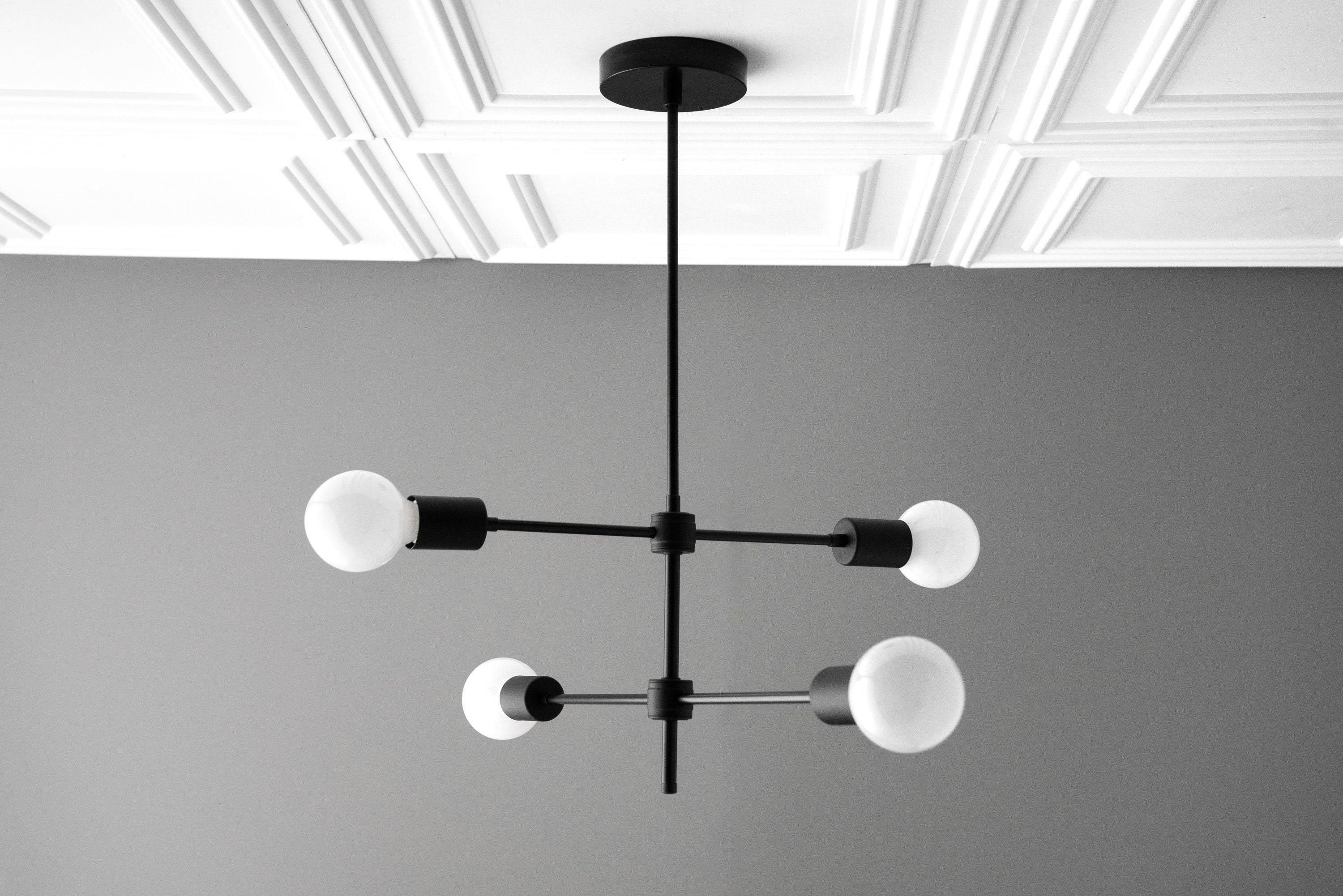 Mobilux Line zwarte en messing kroonluchter - moderne bolvormige plafondlamp HL1699