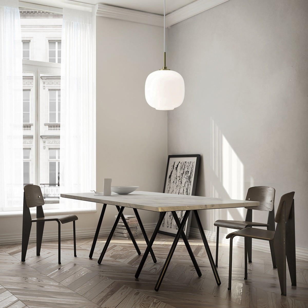 Moderne Opal Glass Orb Hanglamp HL276