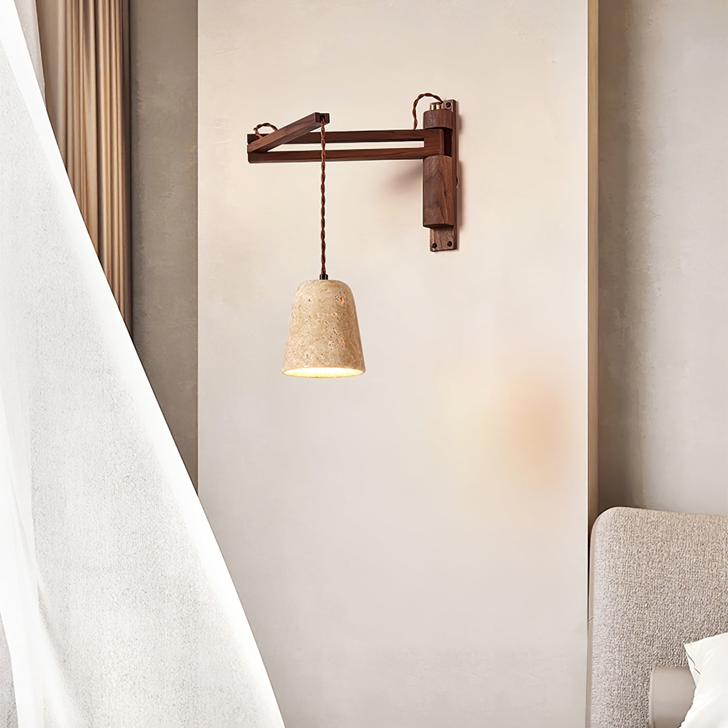 Verstelbare travertin koepel wandlamp HL2935
