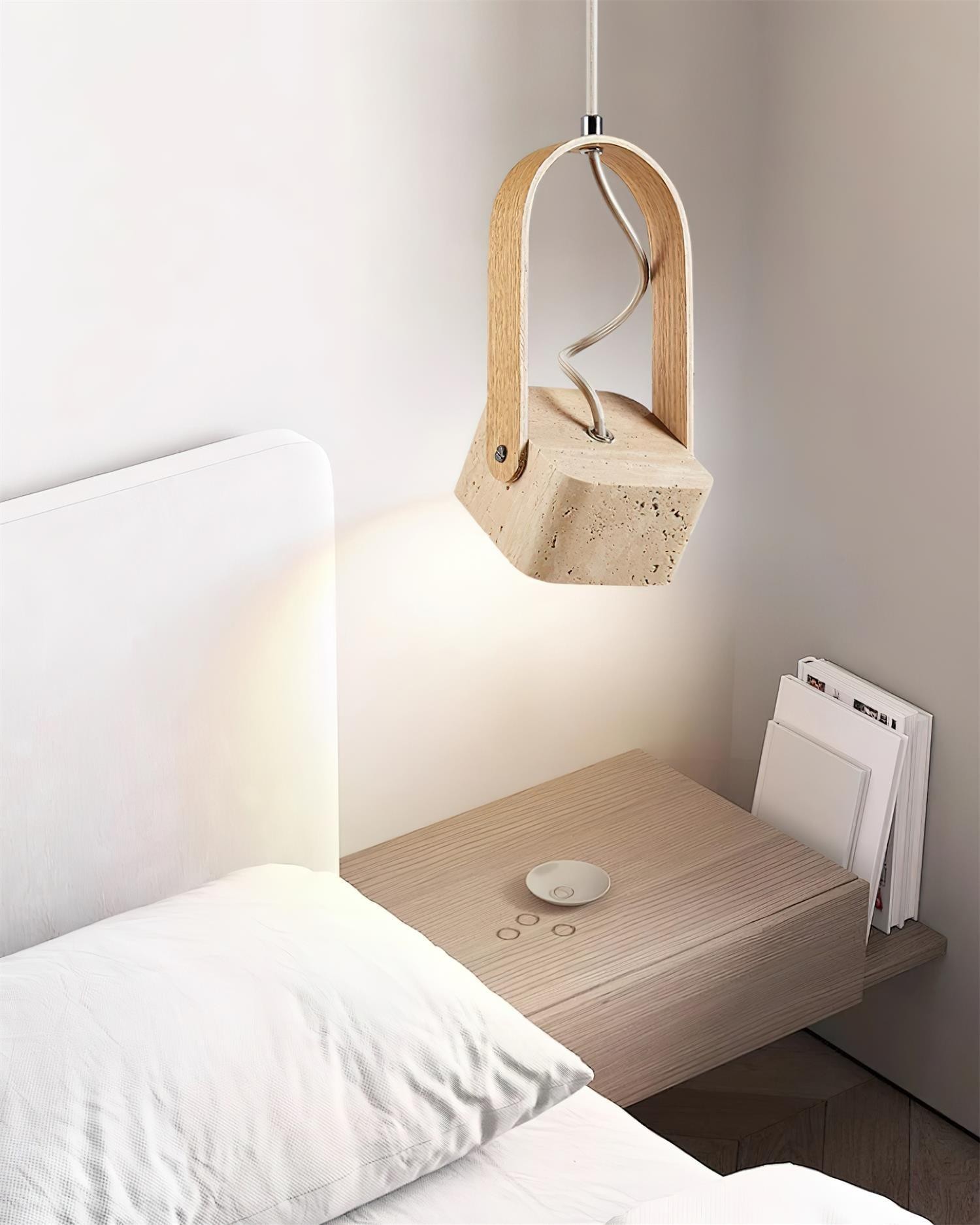 Geometrische gele travertijn hanglamp HL575