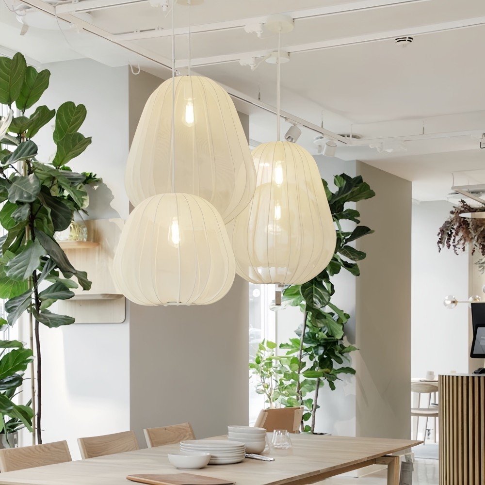 Witte stoffen hanglamp - Nordic lantaarnkap voor slaapkamer HL1316