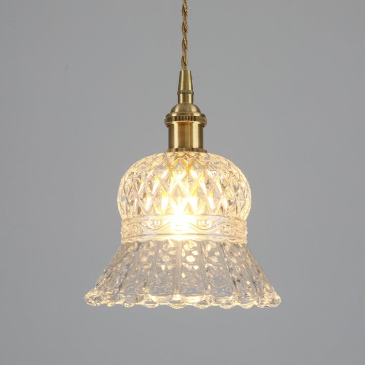Traditionele Japanse messing walnoot glazen keramische cilinder conische bloemkom hanglamp HL1404