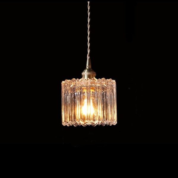 Antiek helder geribbeld glas Slaapkamer keuken hanglamp HL48