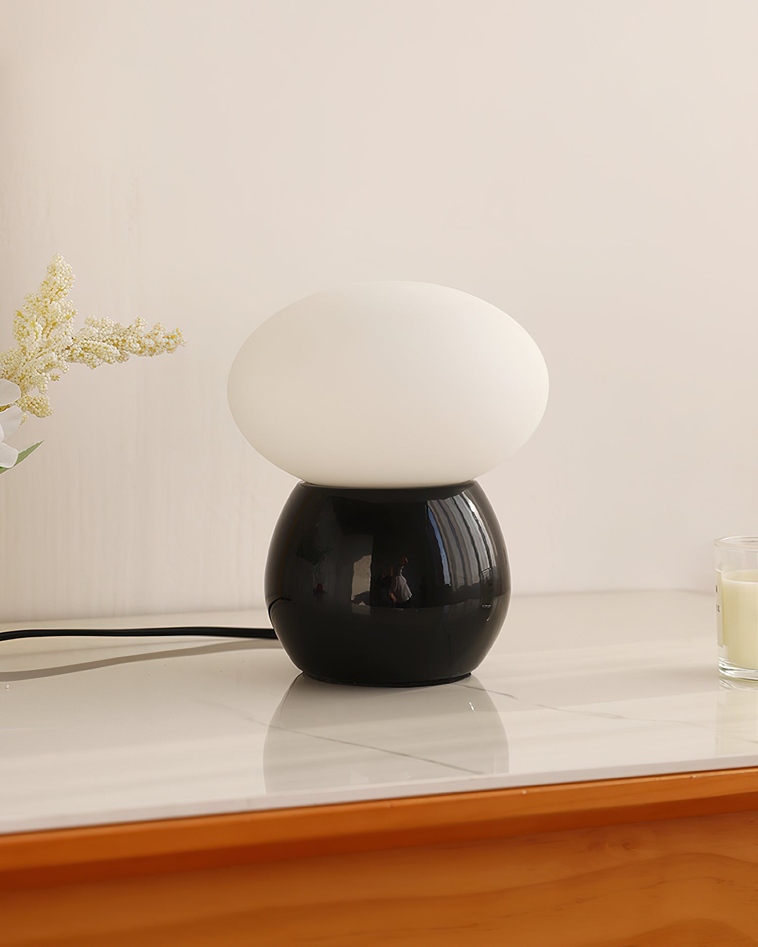 Moderne crèmekleurige paddestoel tafellamp HL904