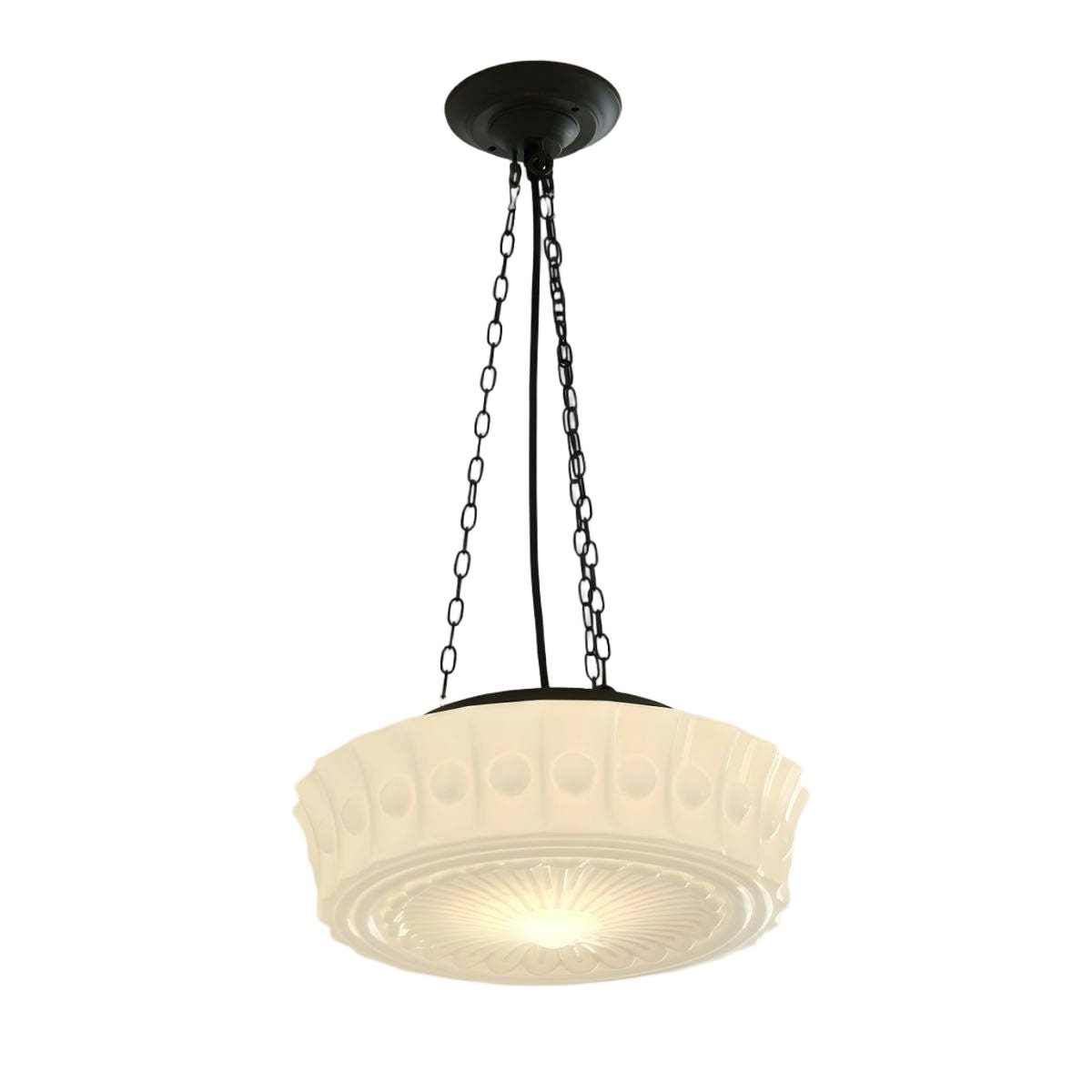 Kroonluchter met cilindervormige kap van ijzerglas HL989