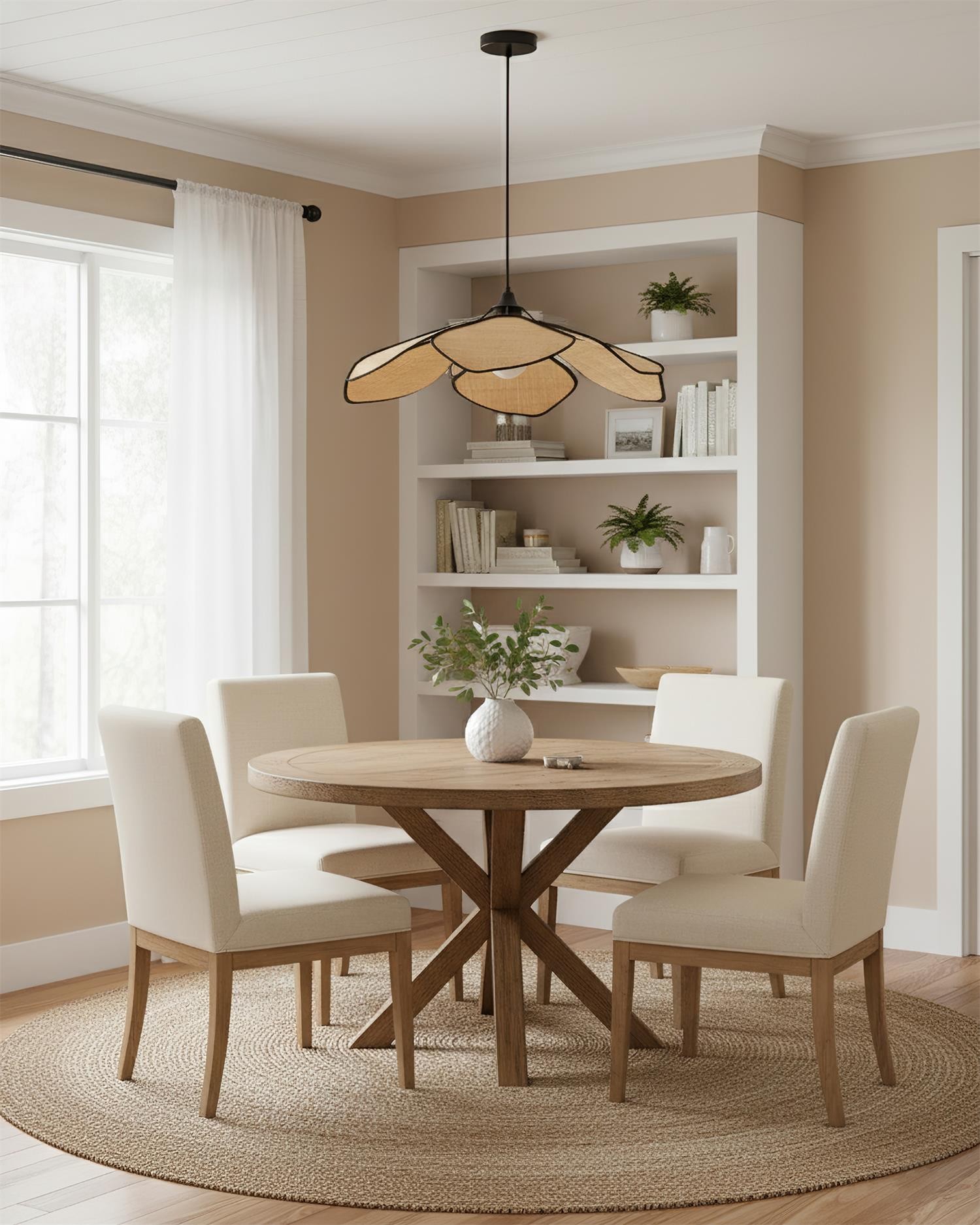 Hanglamp met raffia bloemblaadjes HL2804