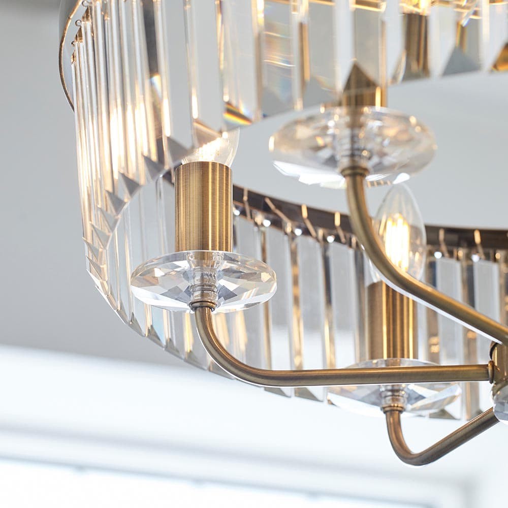 Beveline ronde hanglamp met 6 lichtpunten - geslepen glazen kappen, elegant metalen frame voor eetkamer, keukeneiland HL2066
