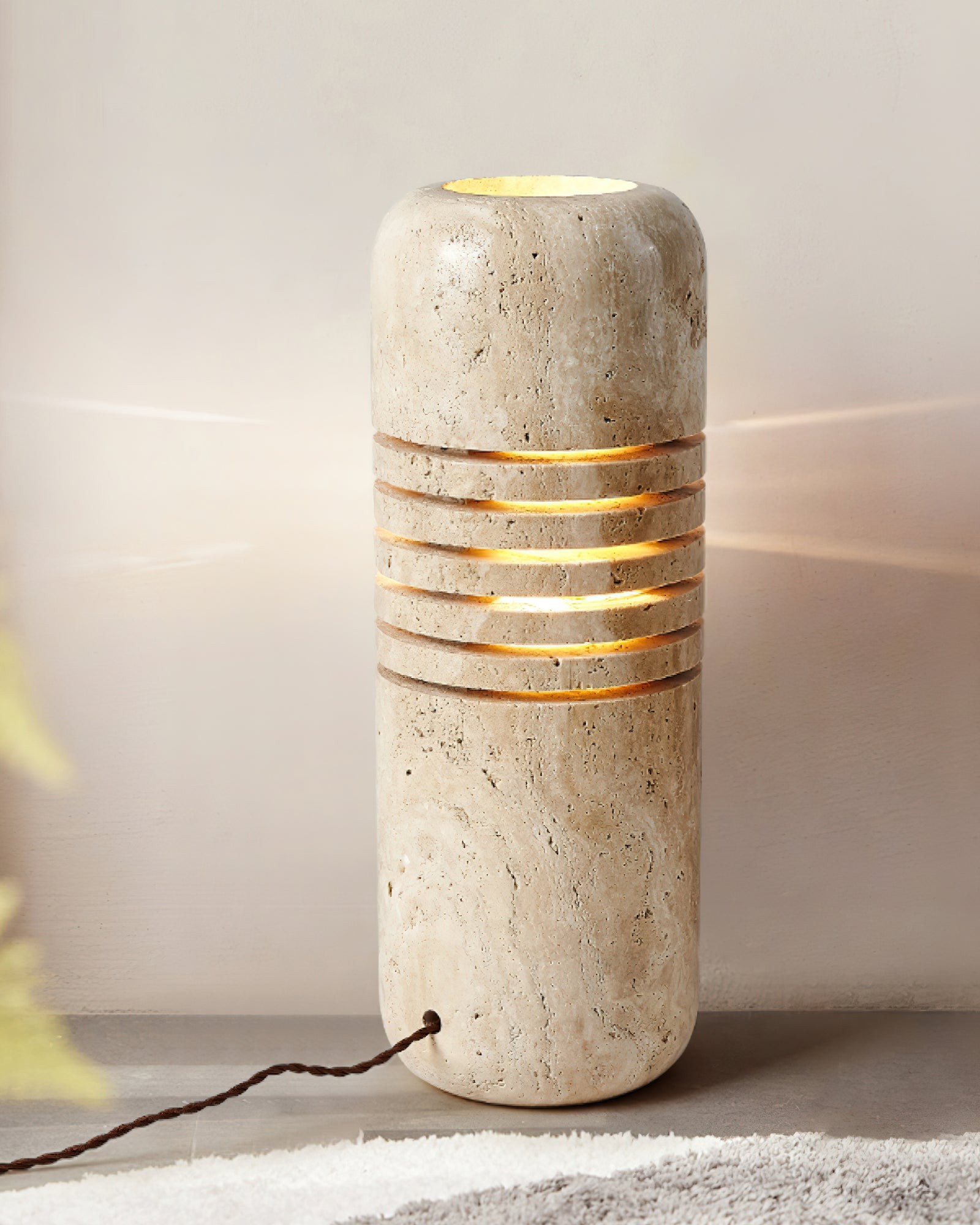 Antieke creatieve gele travertijn vloerlamp HL996