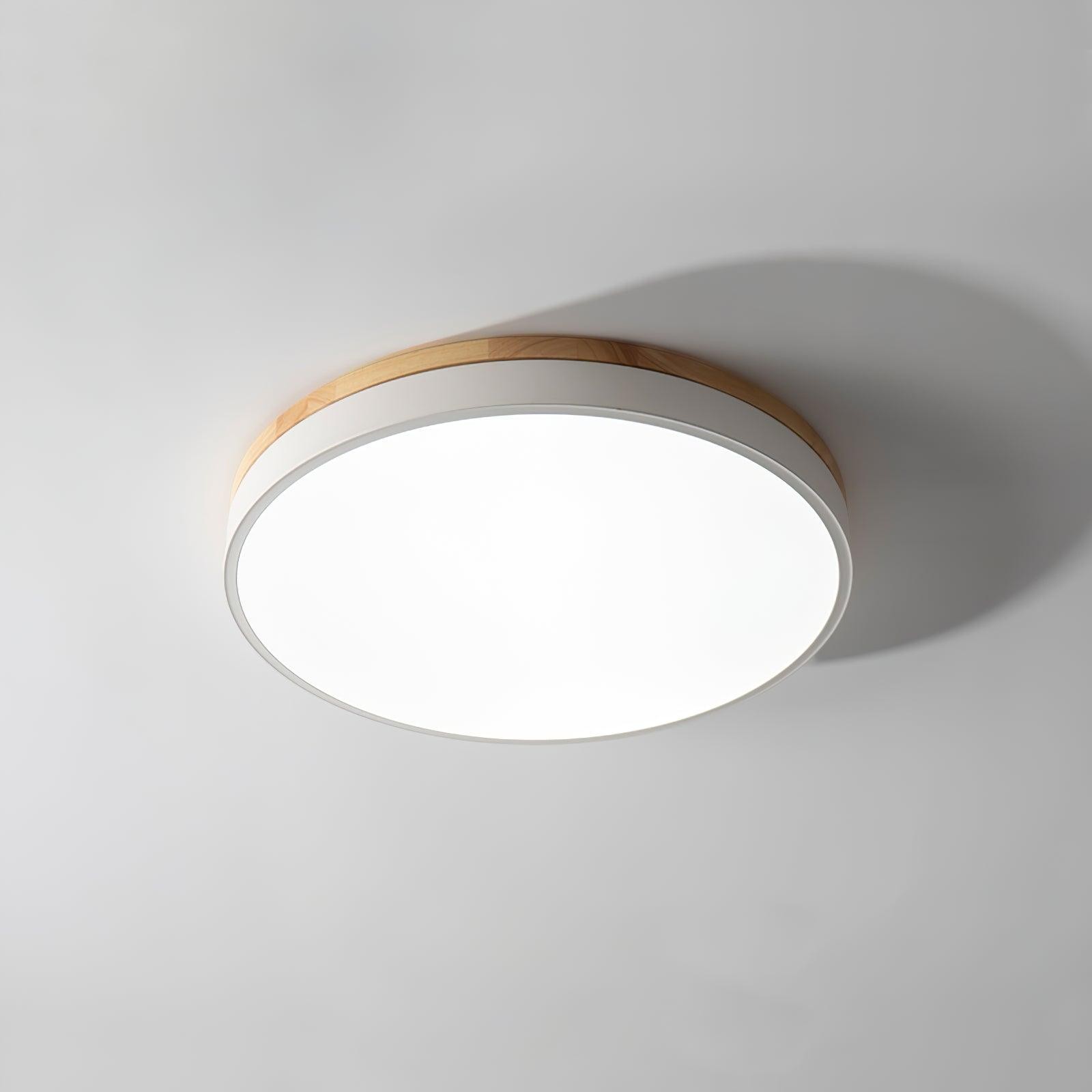 Witte ronde houten plafondlamp HL828