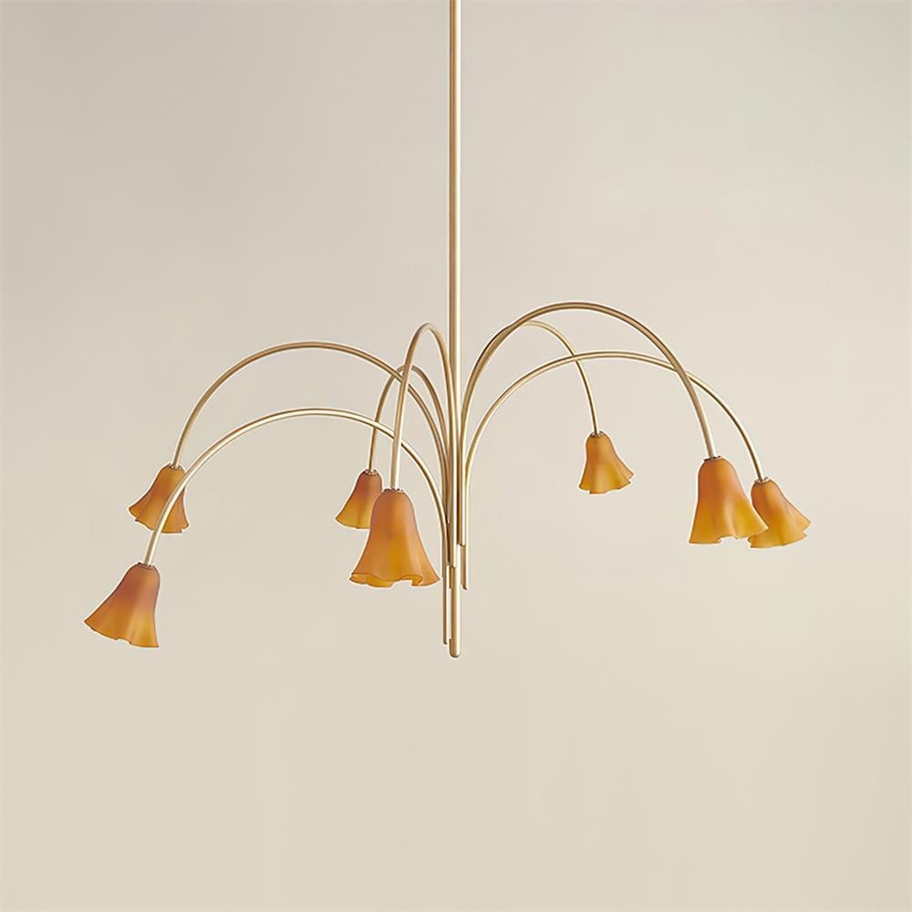 Bellina moderne romantische kroonluchter - botanisch lelie-ontwerp met glazen bloemen HL1642