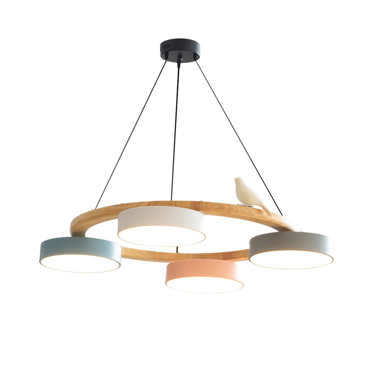 Creatieve Houten Vogel Kleurrijke Ronde Kroonluchter HL926