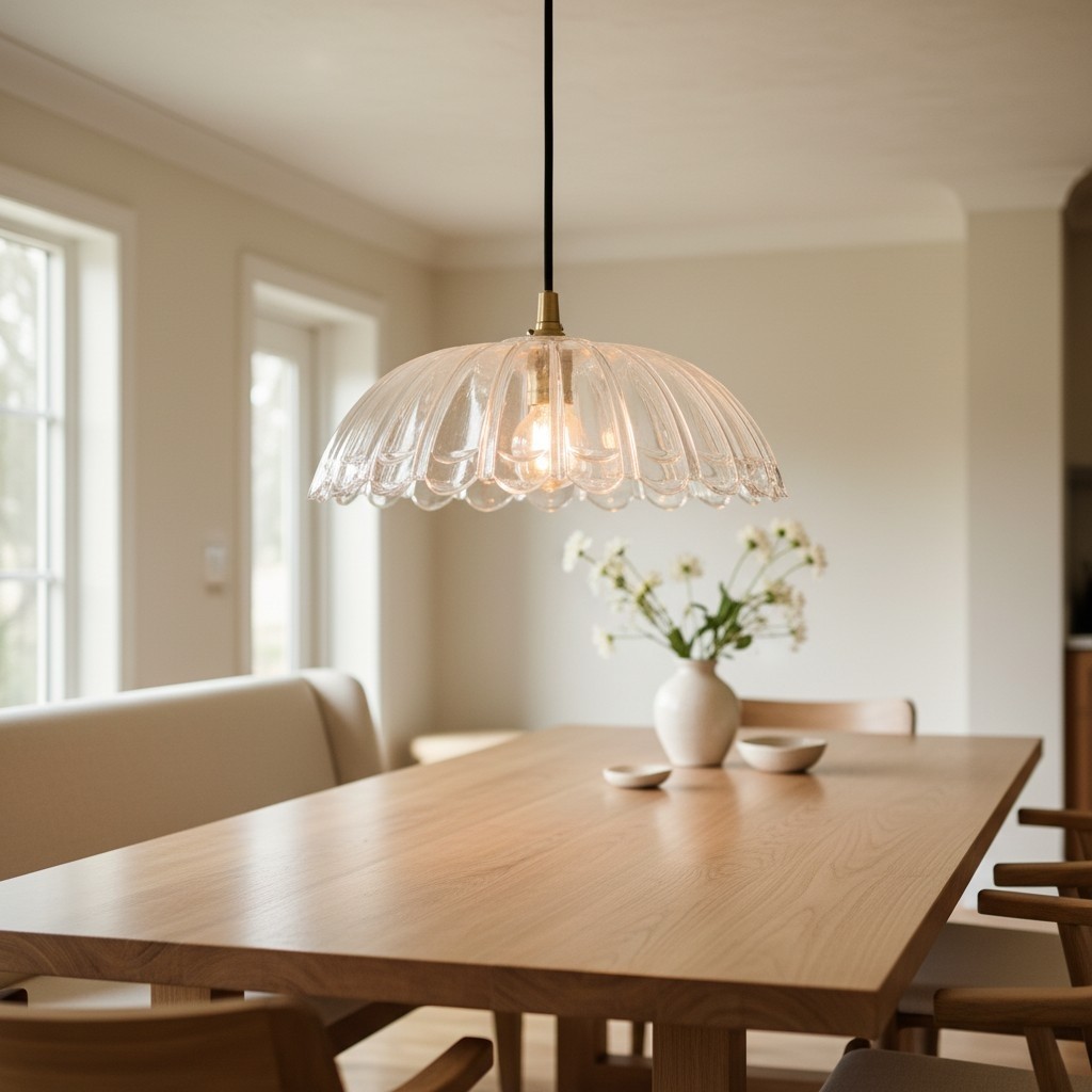 Floriaxis Hanglamp met bloemenmotief en glazen kap - Glazen kap met bloemenmotief en gevlochten kabel voor keuken of eetkamer