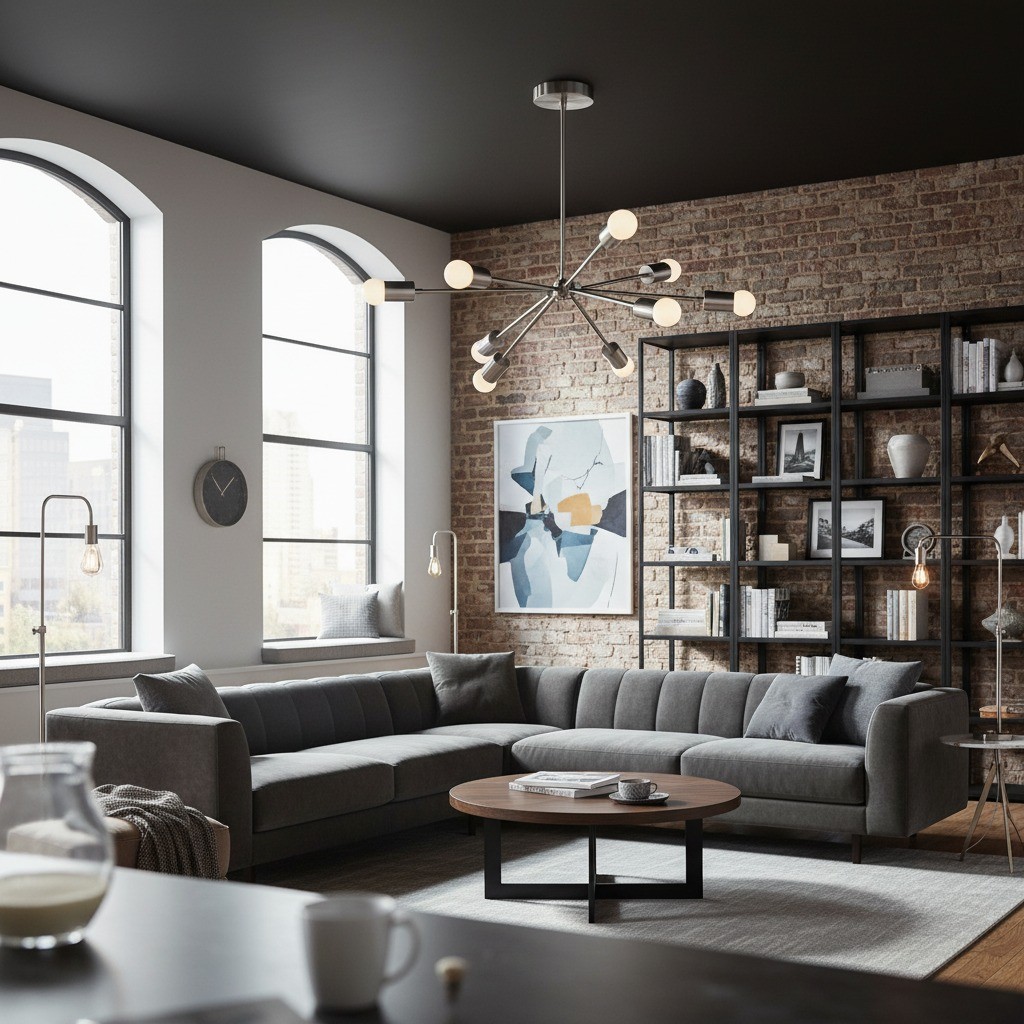 Mobilux Line Mid Century Sputnik Kroonluchter - Moderne Plafondlamp van Messing HL1679
