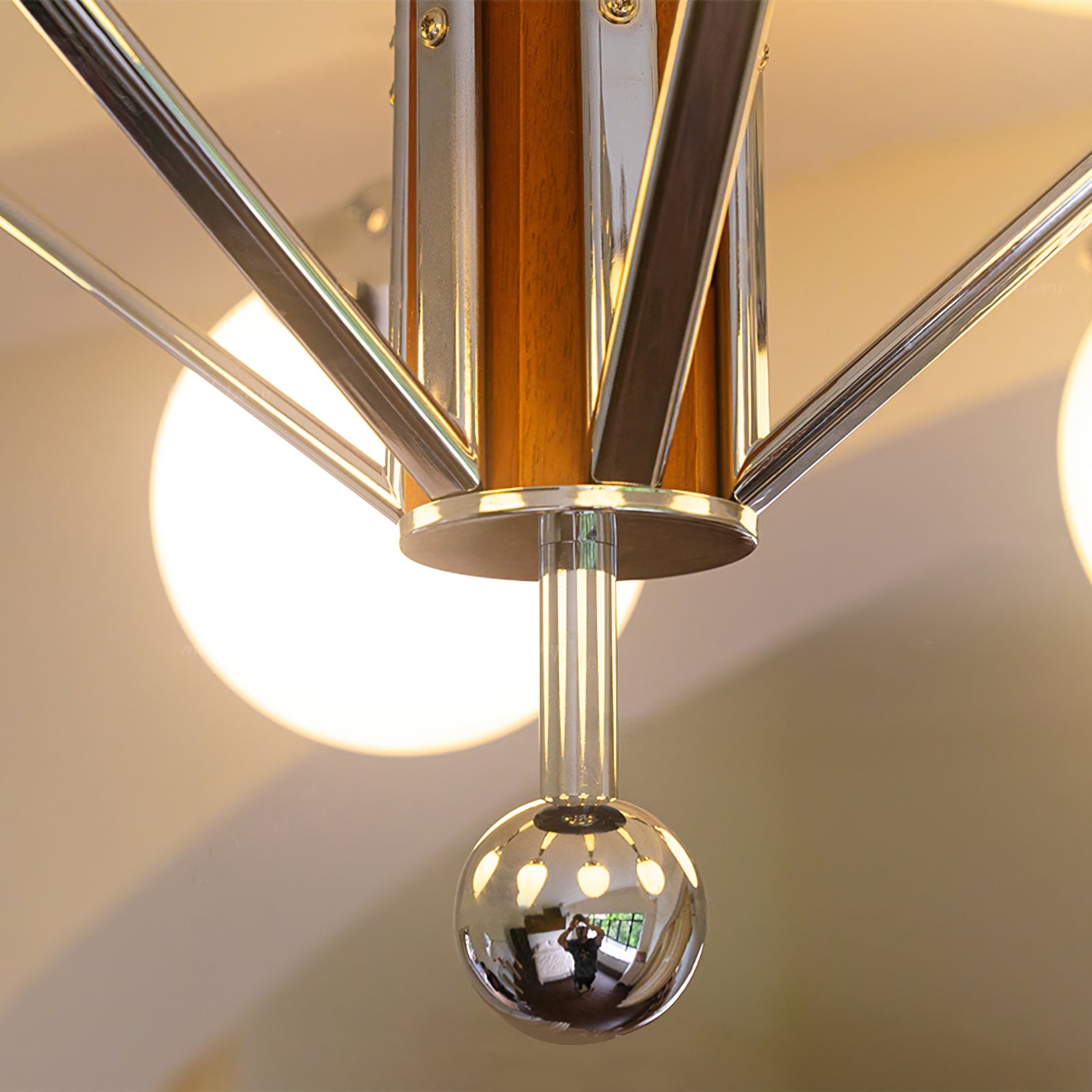 Mid Century Vintage Crème Glazen Kroonluchter HL524