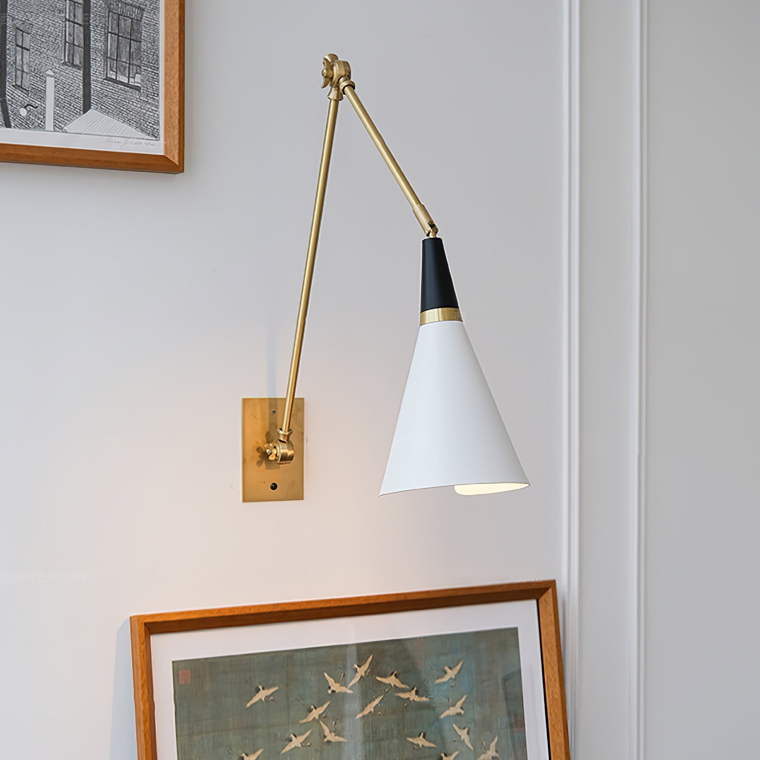 Vintage metalen verstelbare wandlamp met zwenkarm HL966