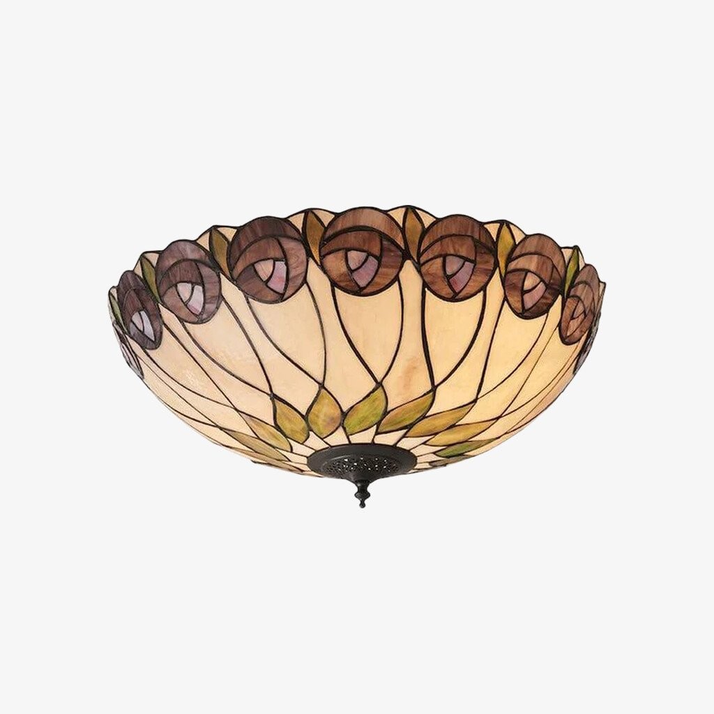 TF Hutchinson Tiffany Plafondlamp - Elegante vintage glazen lamp met bloemenmotief voor eetkamer of gang HL2251