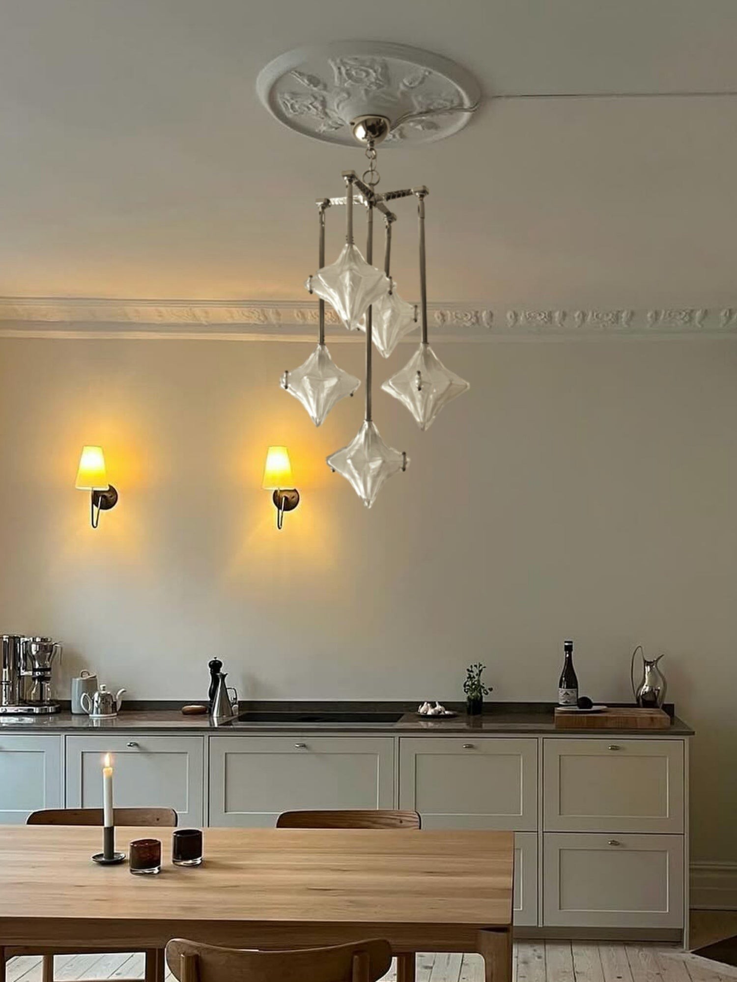 Art Deco Astris Star Kroonluchter - Decoratief armatuur van gematteerd glas voor eetkamer HL1791