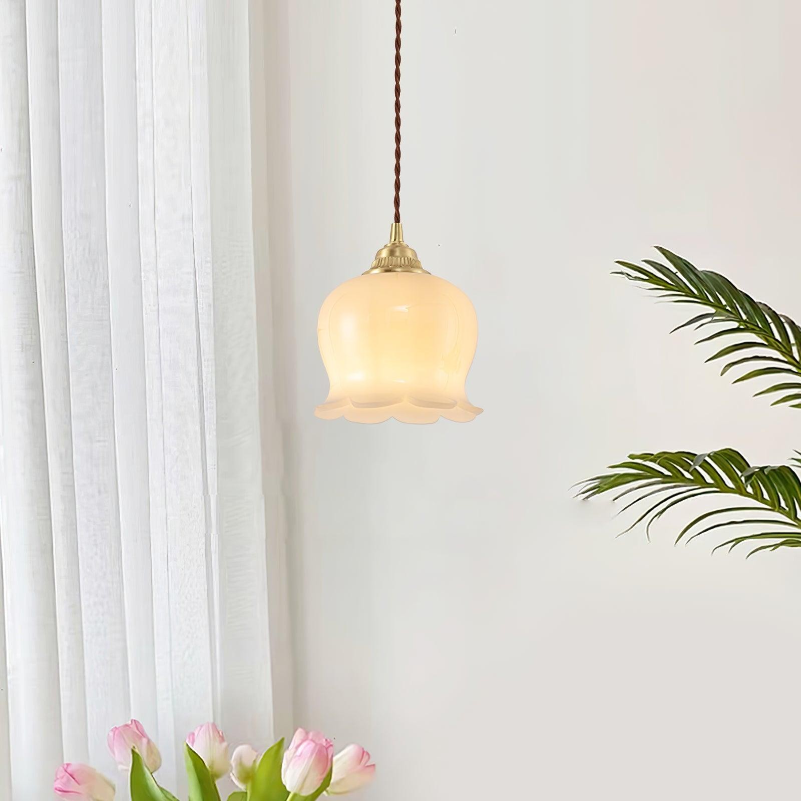 Retro Crème Lily Flower Hanglamp HL302
