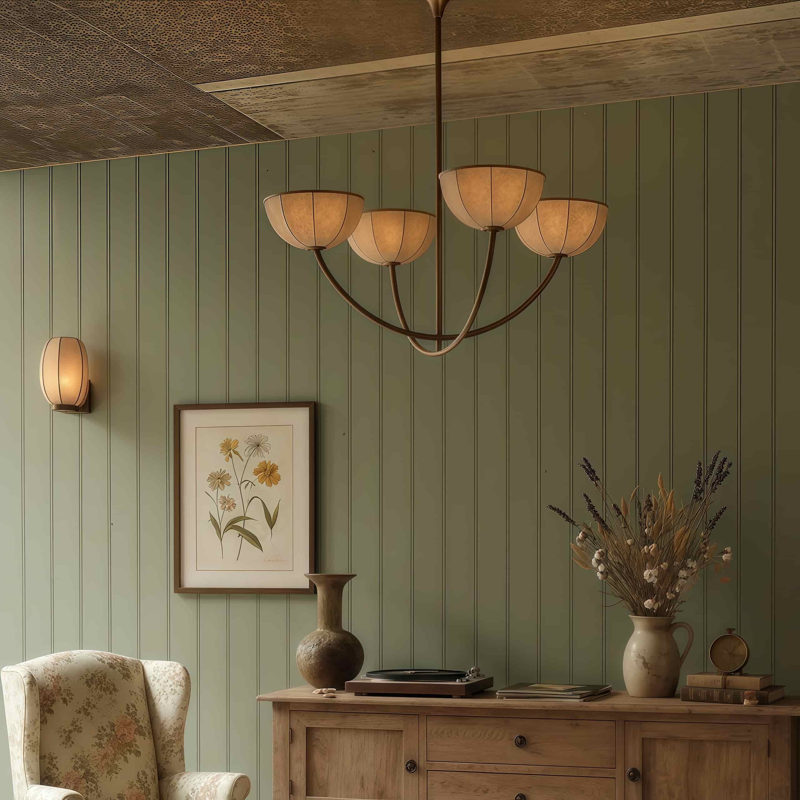 Loomis kroonluchter - elegante, met linnen beklede kap en messing afwerking, moderne hanglamp voor de woonkamer HL2518