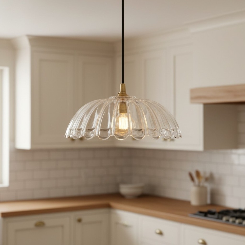 Floriaxis Hanglamp met bloemenmotief en glazen kap - Glazen kap met bloemenmotief en gevlochten kabel voor keuken of eetkamer
