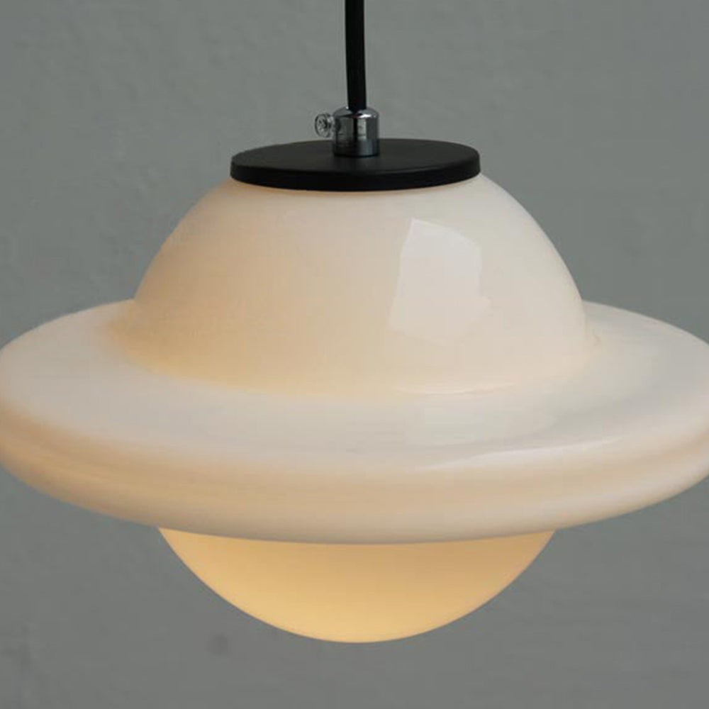 Vintage witte geometrische hanglamp van melkglas HL1022