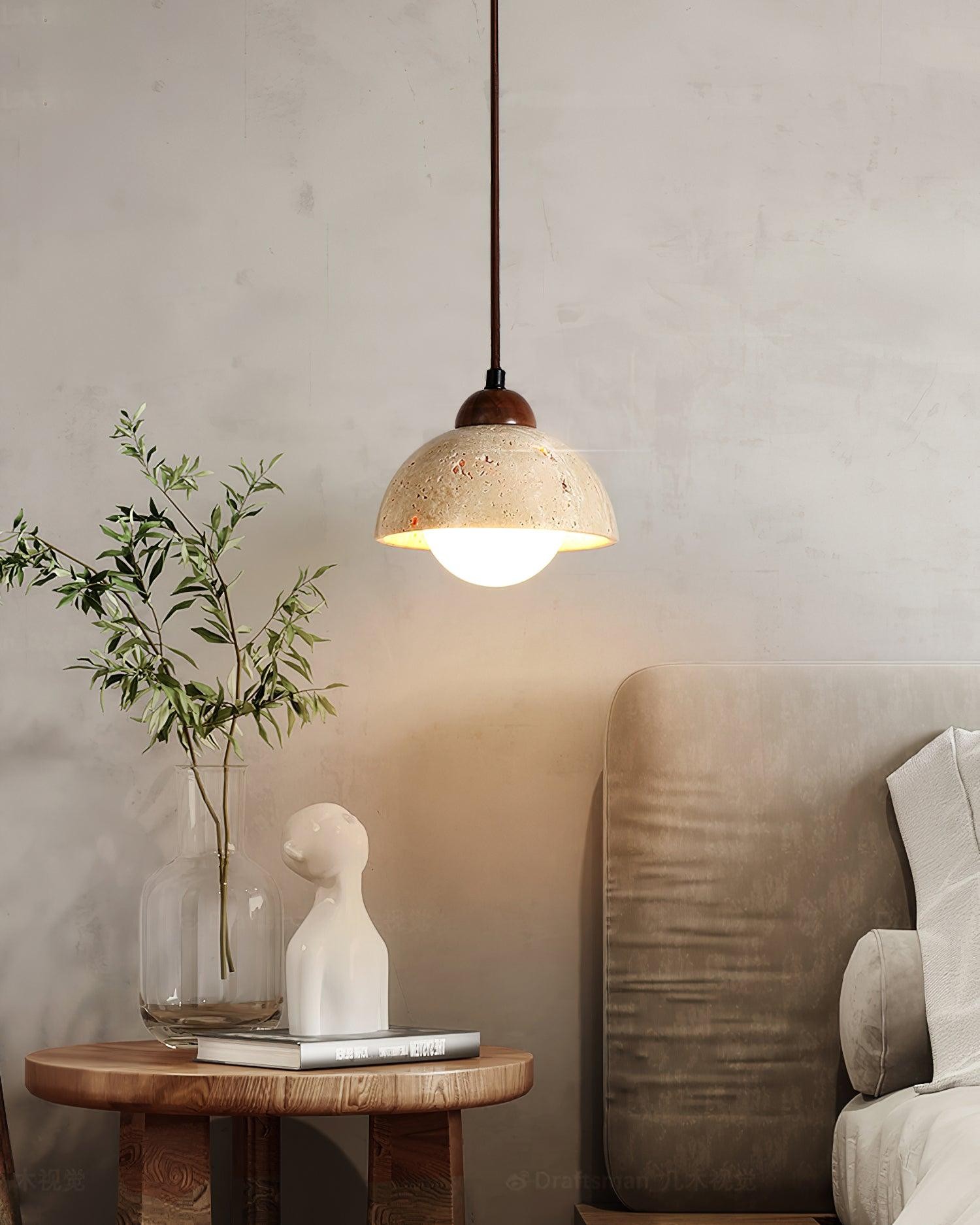 Gele travertijn hanglamp in Wabi-Sabi-stijl HL735