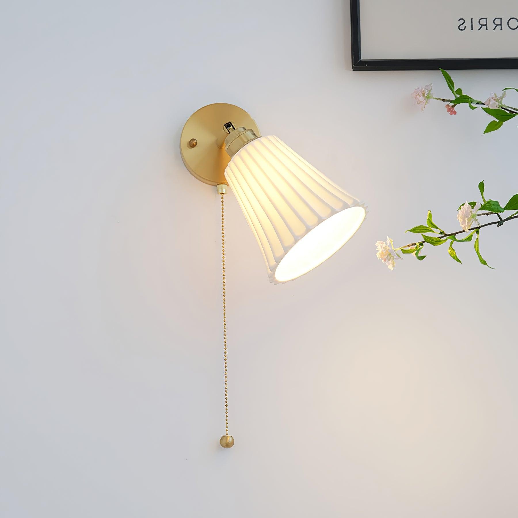 Moderne trekkoord metalen keramiek binnenwandlamp voor slaapkamer HL863