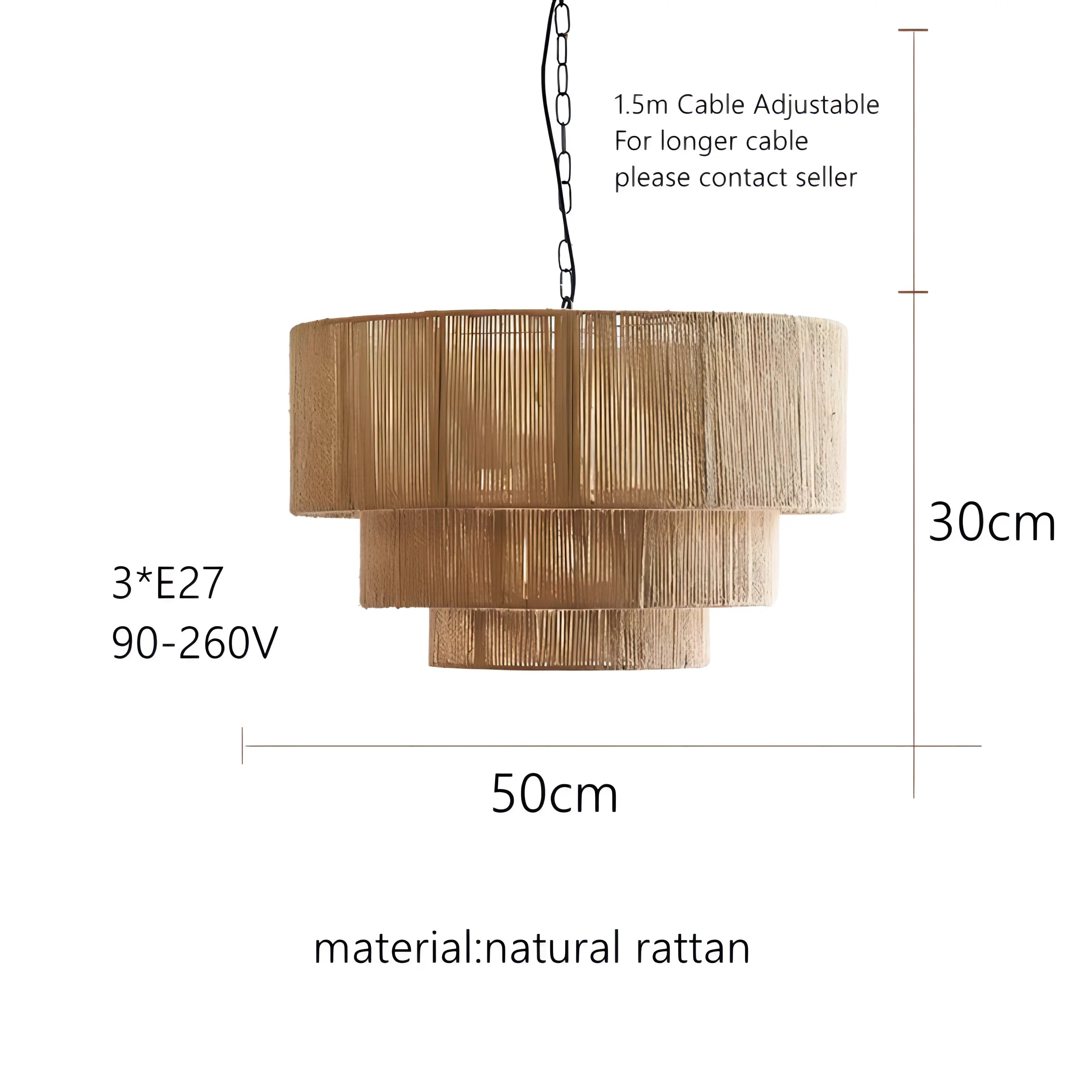 De elegante geweven waterval hanglamp van rotan HL3381