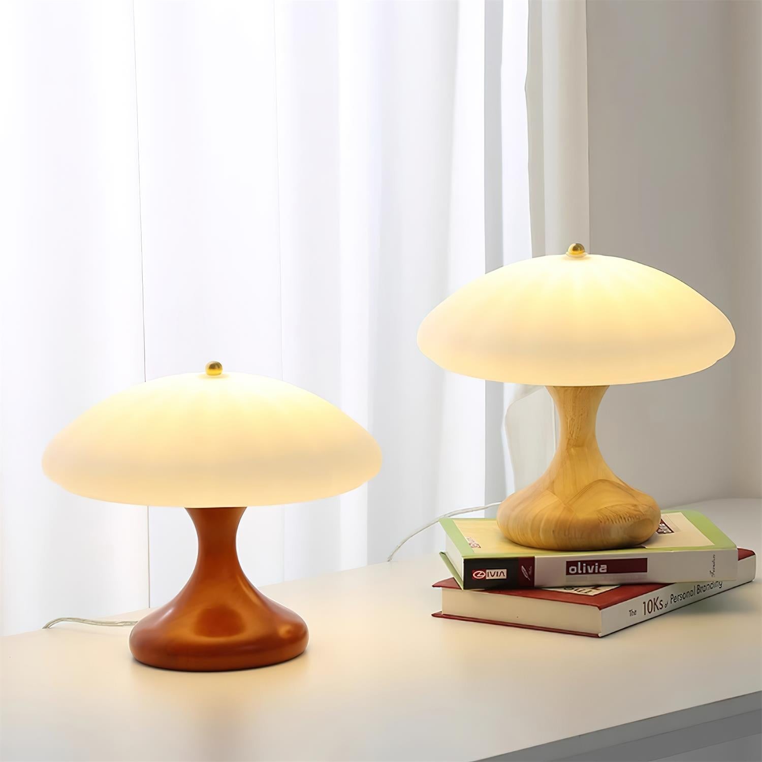 Paddenstoelvormige gebogen tafellamp HL892