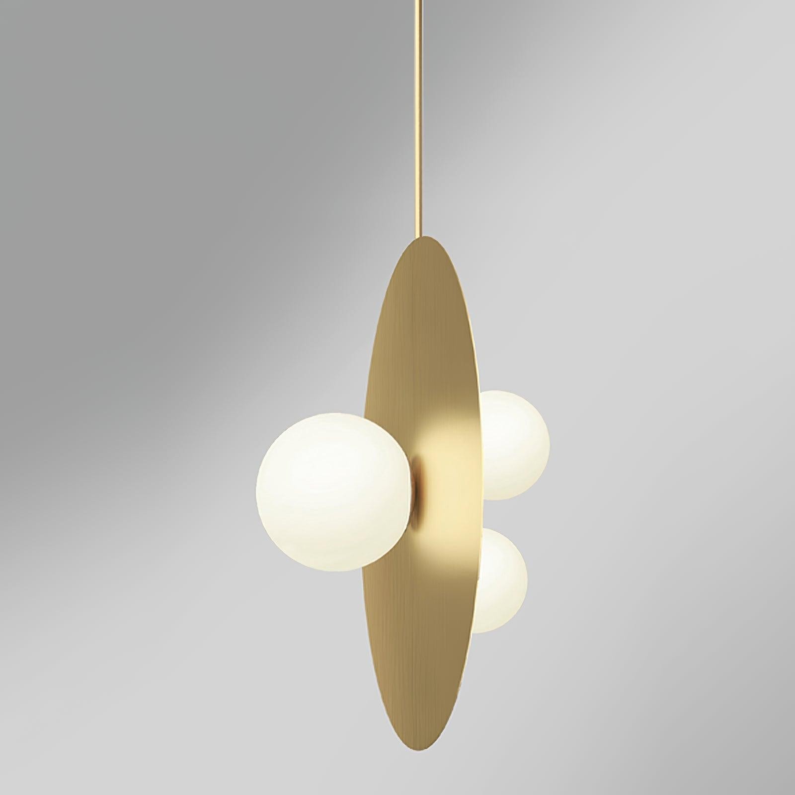 Metalen schijf met bol hanglamp HL414