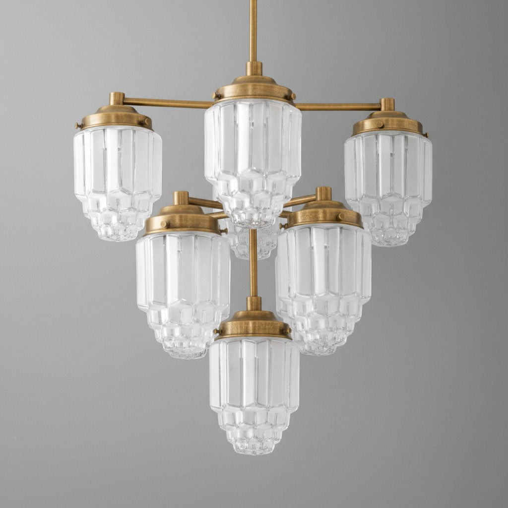 Tierlux Glazen kroonluchter met textuur van messing - Tijdloze verlichting met stijl HL1737