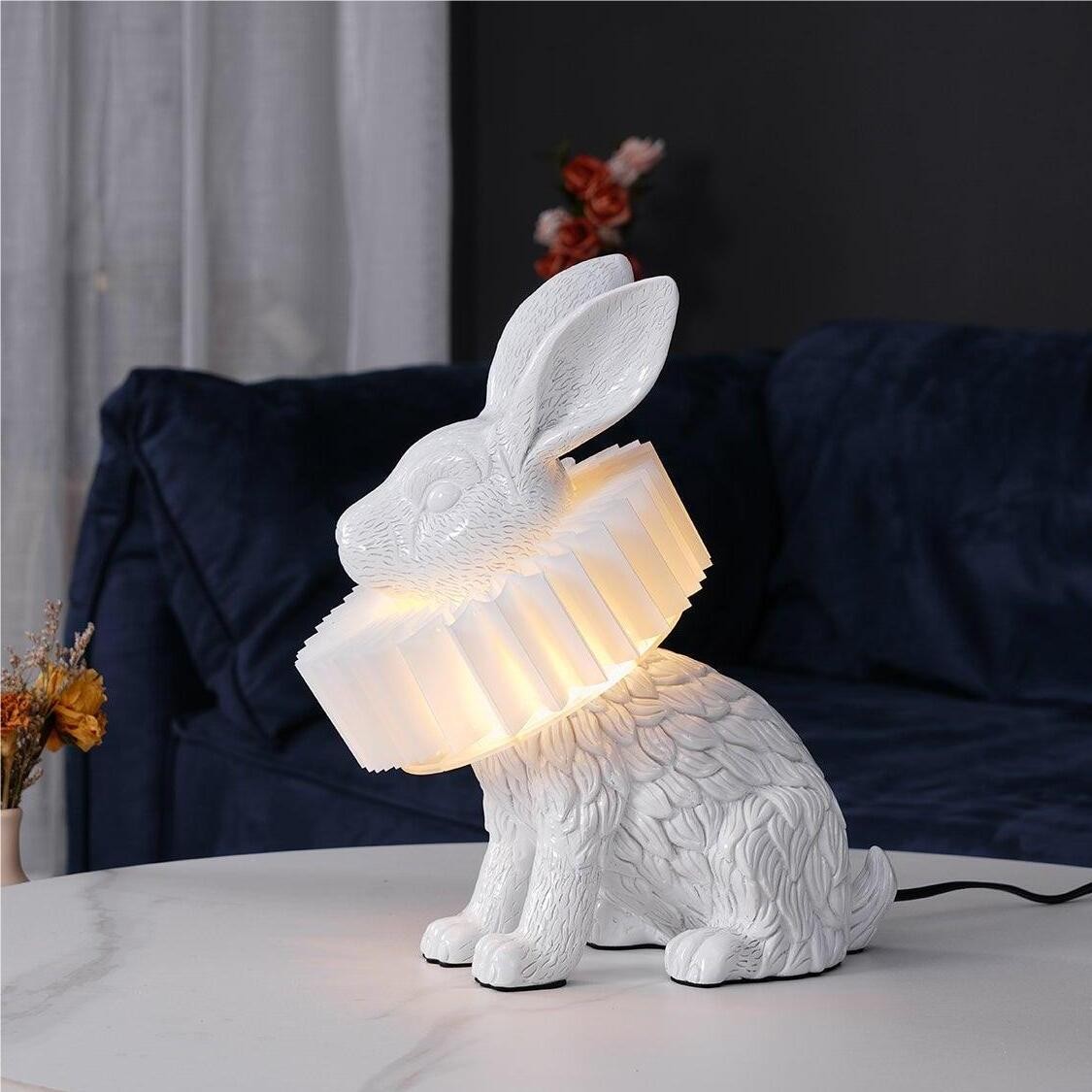 Moderne Witte Konijn Creatieve Hars Tafellamp