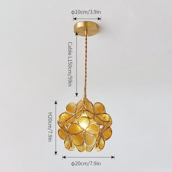 Romantische handgeblazen glazen bloemblad hanglamp HL47