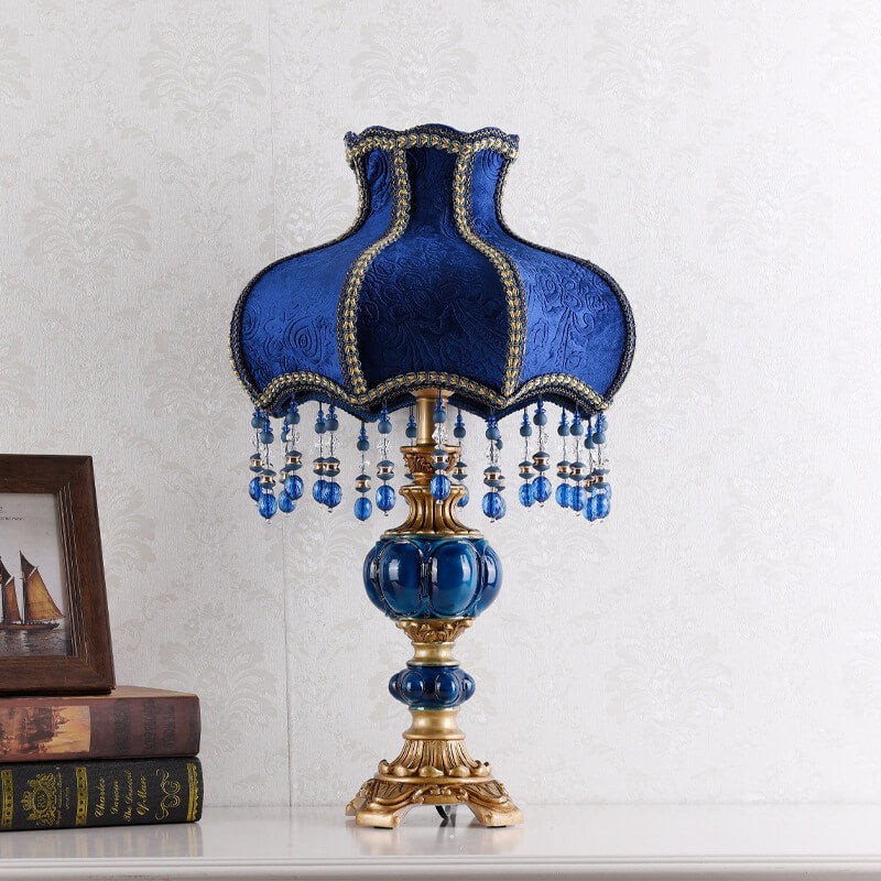 Palace Decoration Design Donkerblauwe Stoffen Tafellamp HL875