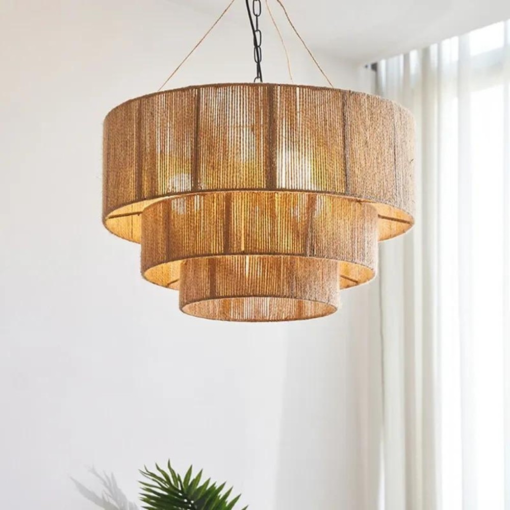 De elegante geweven waterval hanglamp van rotan HL3381