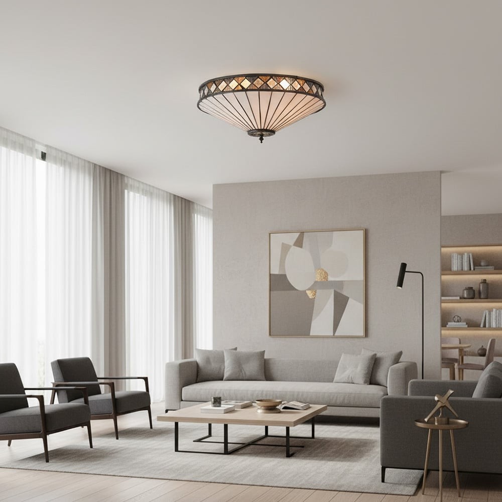 Fargo Tiffany Artistieke Kristallen Plafondlamp voor Woonkamer HL1824