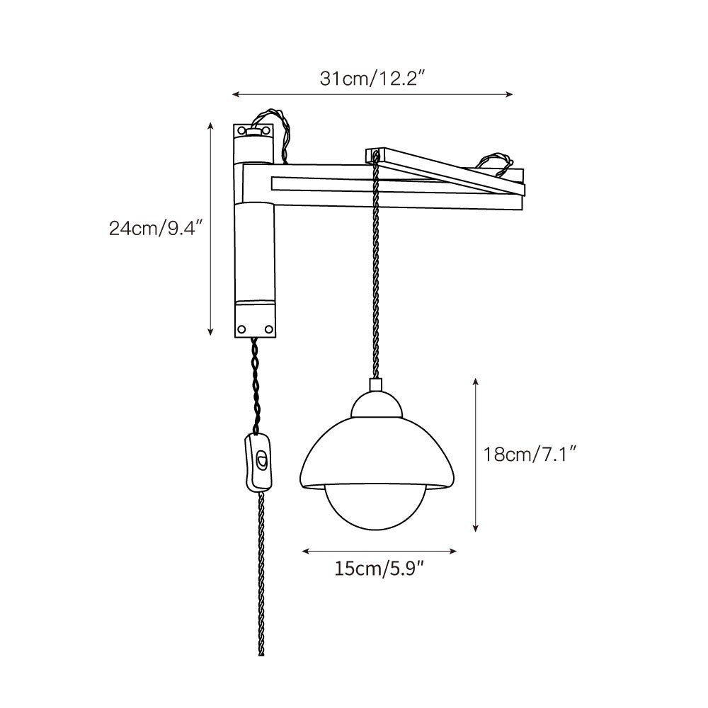 Tia Travertin Wandlamp met zwenkarm en stekker HL3238