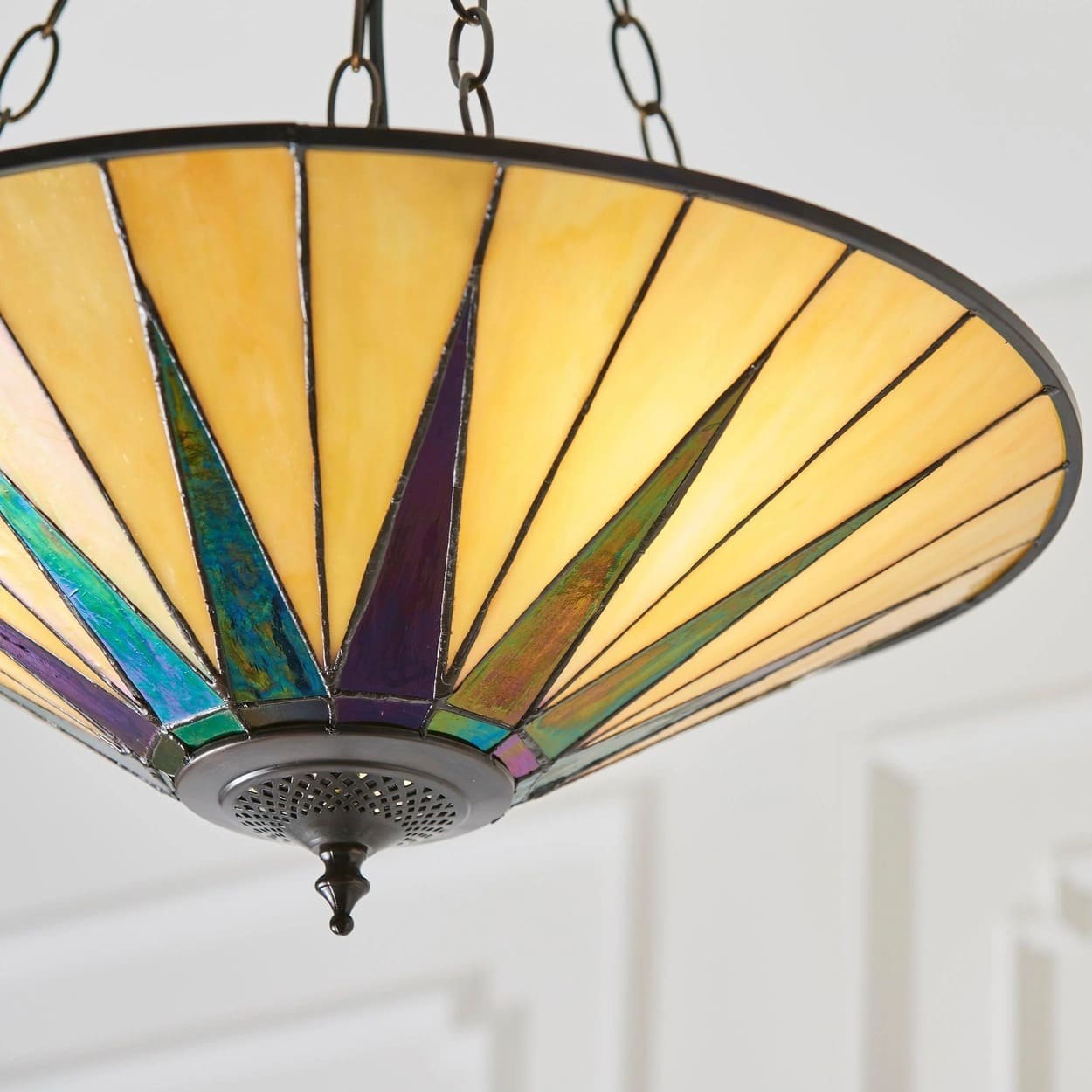 TF Dark Star Tiffany plafondlamp - glas-in-lood sterontwerp voor eetkamer of hal HL2232