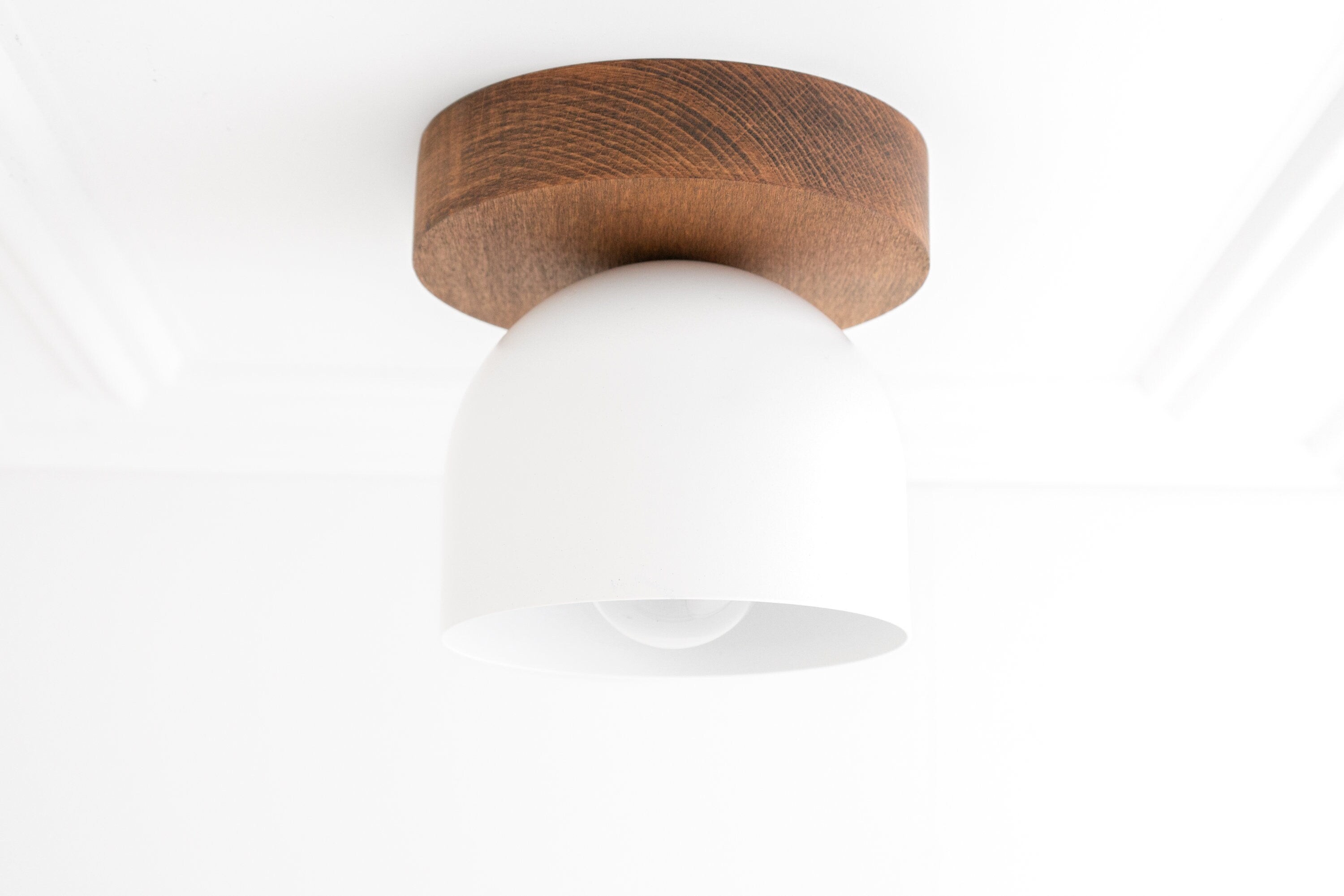Metio Dome moderne rustieke plafondlamp - houten en metalen fusie HL1734